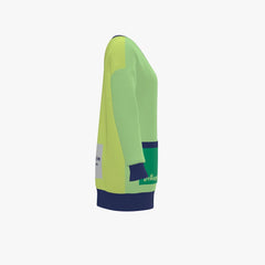 Green and blue long-sleeve shirt on a white background