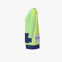 Colorful long-sleeve shirt with a brand logo on a white background