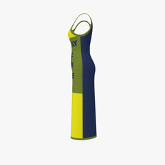 Yellow and blue sleeveless top on a white background