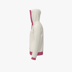 White and pink hooded garment on a white background