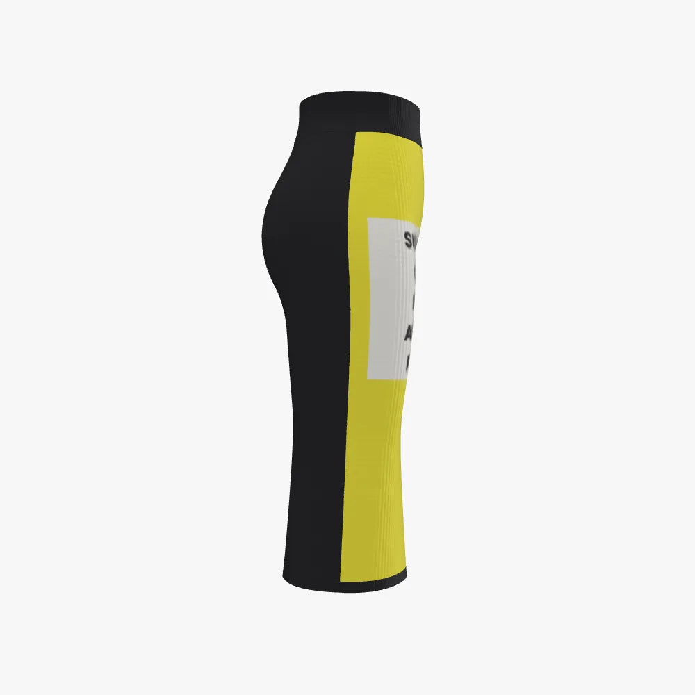 Black and yellow knee brace on a white background