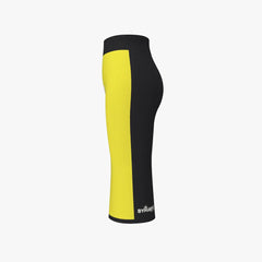 Black and yellow knee pad with brand logo on a white background