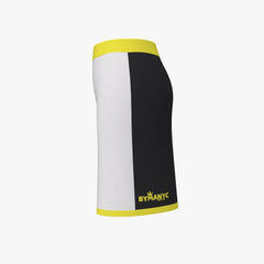 Black and white sleeveless shirt with yellow accents and 'BYMANY' logo on a white background