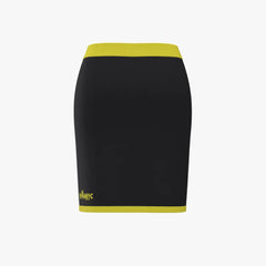 Black skirt with yellow trim on a white background
