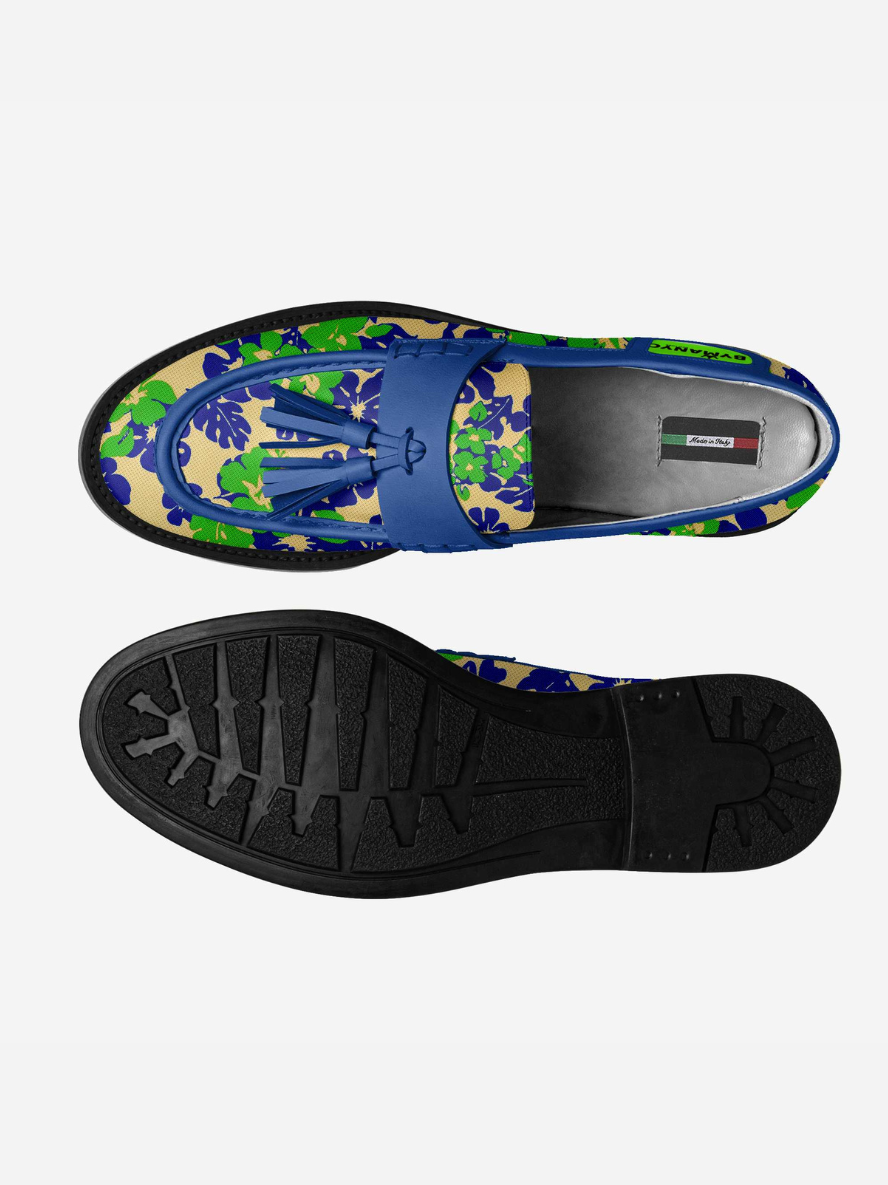 Colorful sandal with floral pattern on a white background