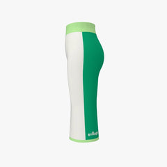 Green and white knee sleeve on a white background