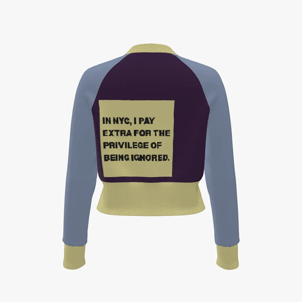 Jacket with text on the back on a white background