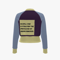 Jacket with text on the back on a white background