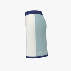 Skirt with blue and white design on a white background