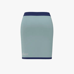 Light blue skirt with navy trim on a white background