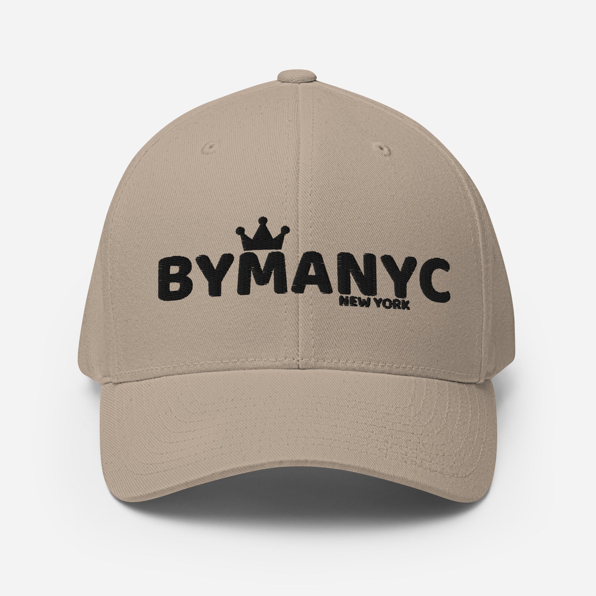 Beige cap with 'BYMANYC New York' text on a white background