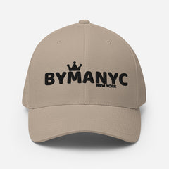 Beige cap with 'BYMANYC New York' text on a white background