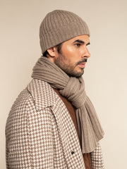 Milano (brown) - Italian 100% cashmere ribbed beanie (unisex)