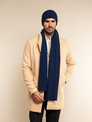 Milano (navy blue) - Italian 100% cashmere ribbed beanie (unisex)