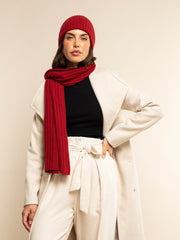 Milano (red) - Italian 100% cashmere ribbed beanie (unisex)
