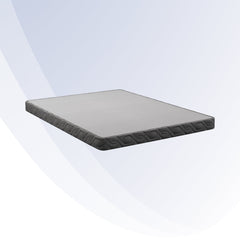 Gray foam mattress topper on a white background