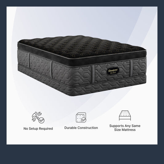 Black mattress with brand logo on a white background