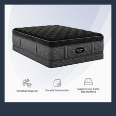 Black mattress with brand logo on a white background