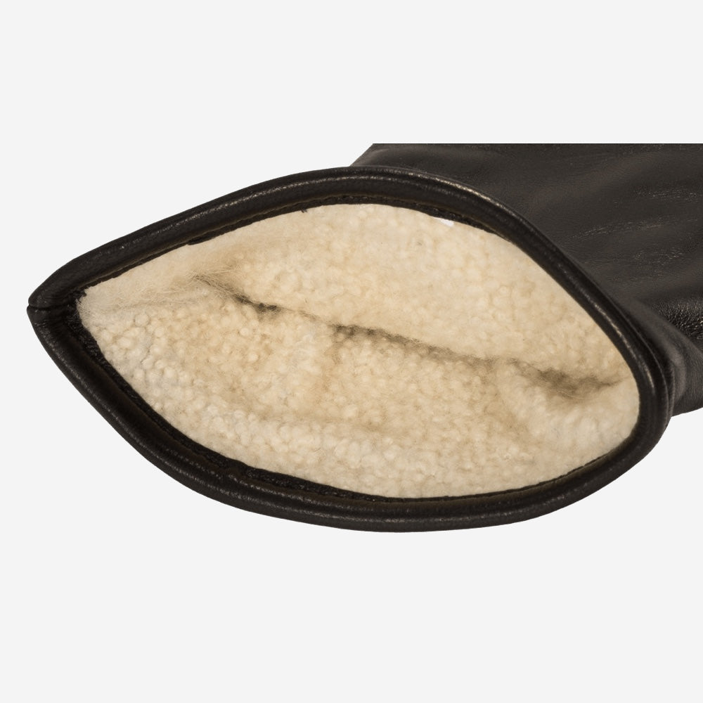 Bella (black) - Italian lambskin leather gloves with lambswool lining & - detail view 2