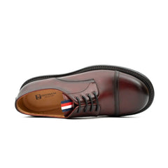 Big Cap Toe Derby shoes Wine red