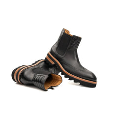 Black Brogue Platform Chelsea Boot