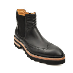Black Brogue Platform Chelsea Boot