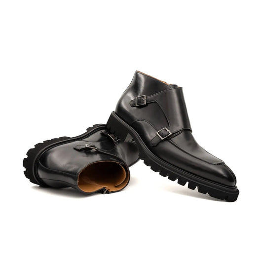 Black Double Monk Lug Boot