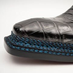 Black Grey Crocodile Oxford Shoes Goodyear Norwegian 8018