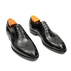 Black Men's Goodyear Welted Brogue Leather Shoes