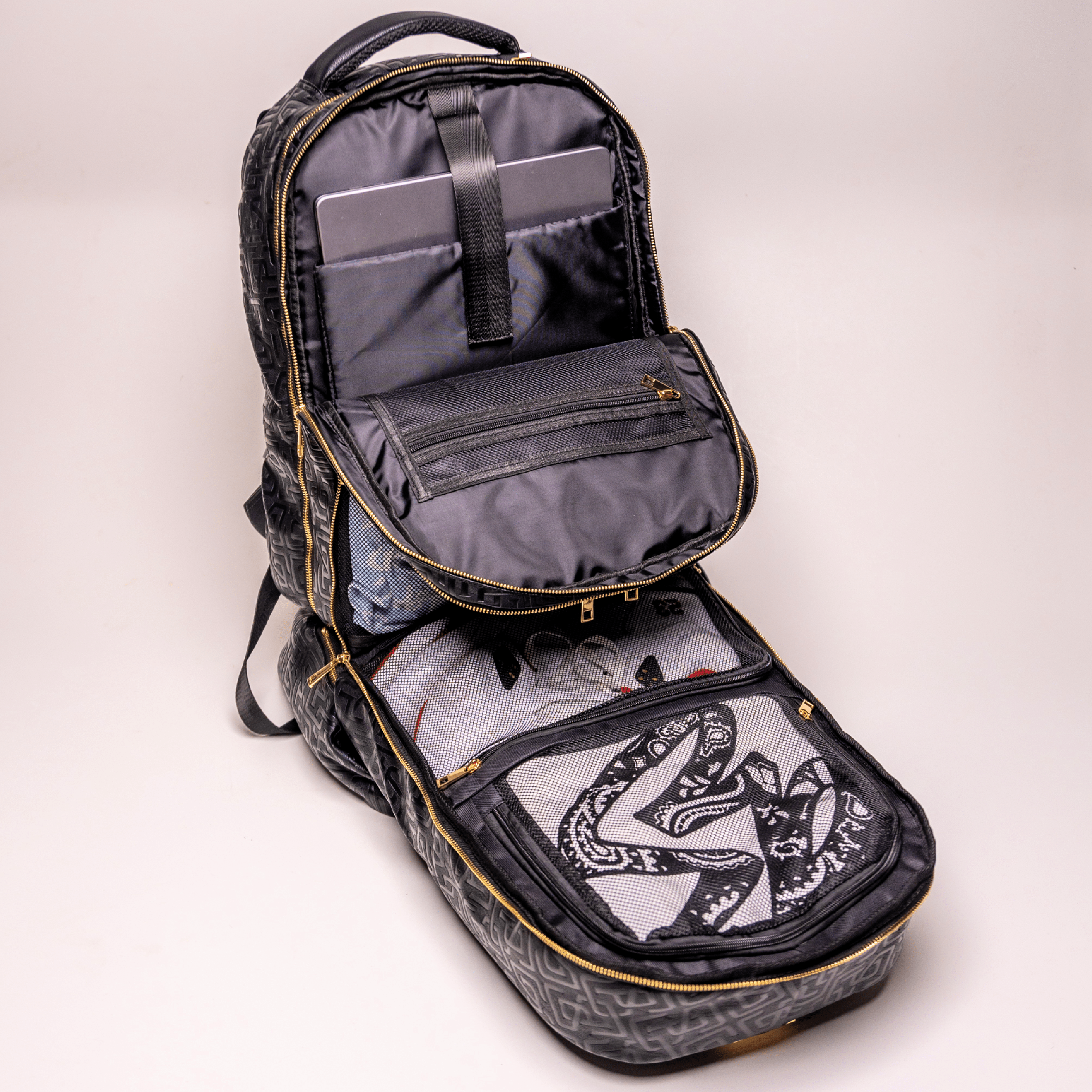 Black Monogram Leather Patented Carry-On Backpack