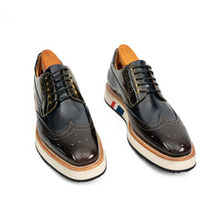 Black & Brown Brogues with Striped Sole