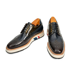 Black & Brown Brogues with Striped Sole