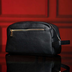 Black Leather Toiletry Bag