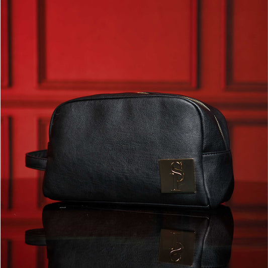 Black Leather Toiletry Bag Sole Premise