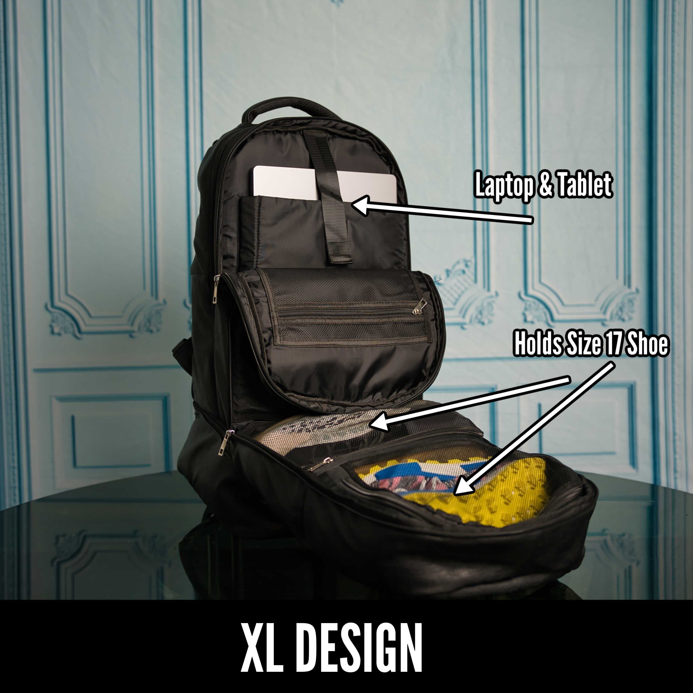 Black Leather Patented Carry-on Bag (XL Design)