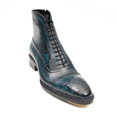 Blue Genuine Alligator Leather Boots Goodyear Norwegian Welt