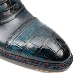 Blue Genuine Alligator Leather Boots Goodyear Norwegian Welt