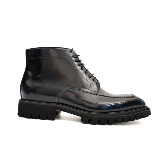Blue Patent Lug Sole Boot