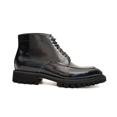 Blue Patent Lug Sole Boot