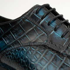 Blue Patina Crocodile Norwegian Oxford 8002