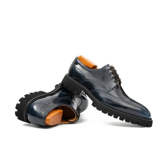 Blue derby brogue shoes