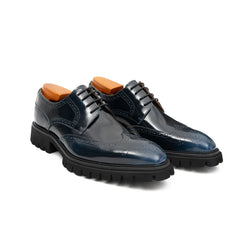 Blue derby brogue shoes