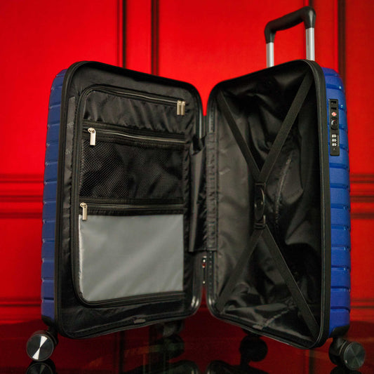 24-inch Blue Hardcase Roller Luggage with 360° Wheels & TSA Lock Sole Premise