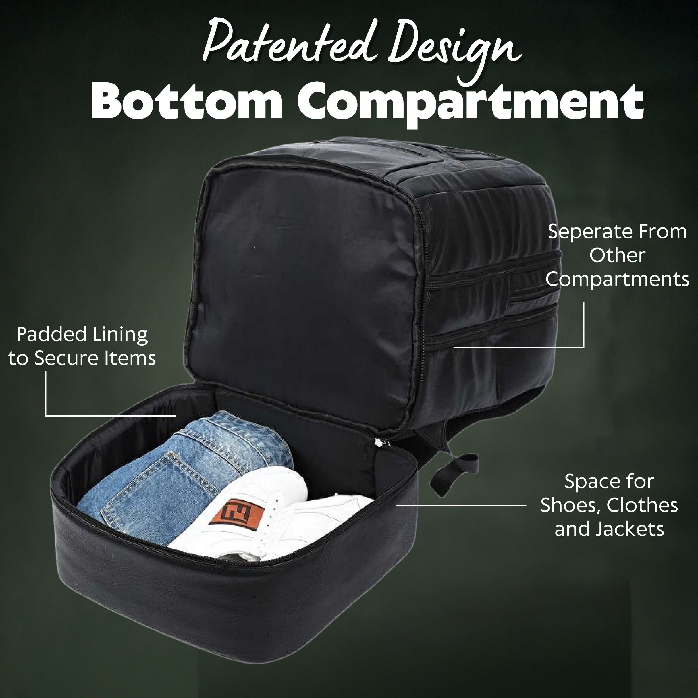 Black Leather Patented Carry-on Bag (XL Design)