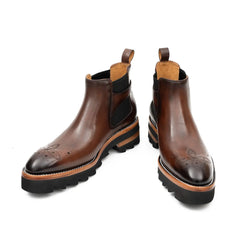 Brogue Chelsea Boots Brown