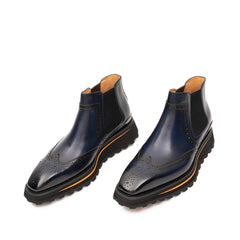 Brogue Thick-Soled Chelsea Boot 2891 Blue