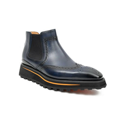 Brogue Thick-Soled Chelsea Boot 2891 Blue