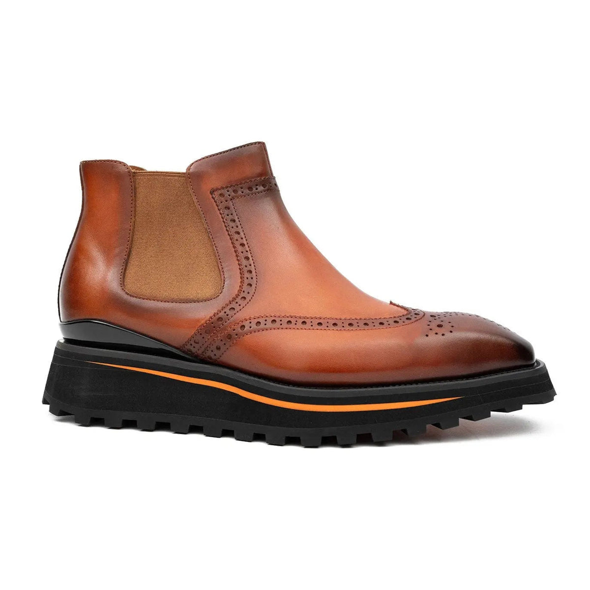 Brogue Thick-Soled Chelsea Boot 2891 Brown