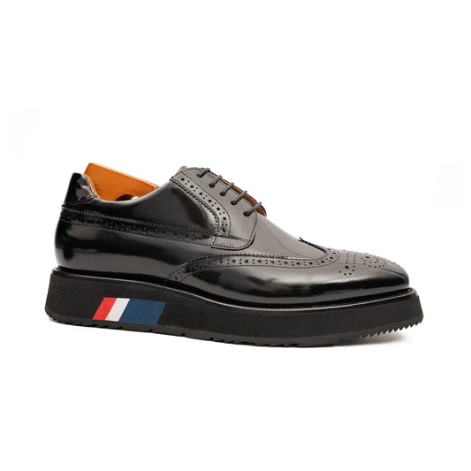 Brogue Wingtip Derby Black Platform Shoe