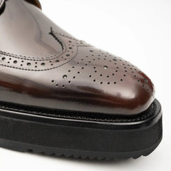 Brogue Wingtip Derby Burgundy Platform Shoe